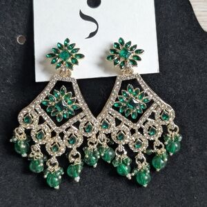 Elegant Green Traditional Earrings